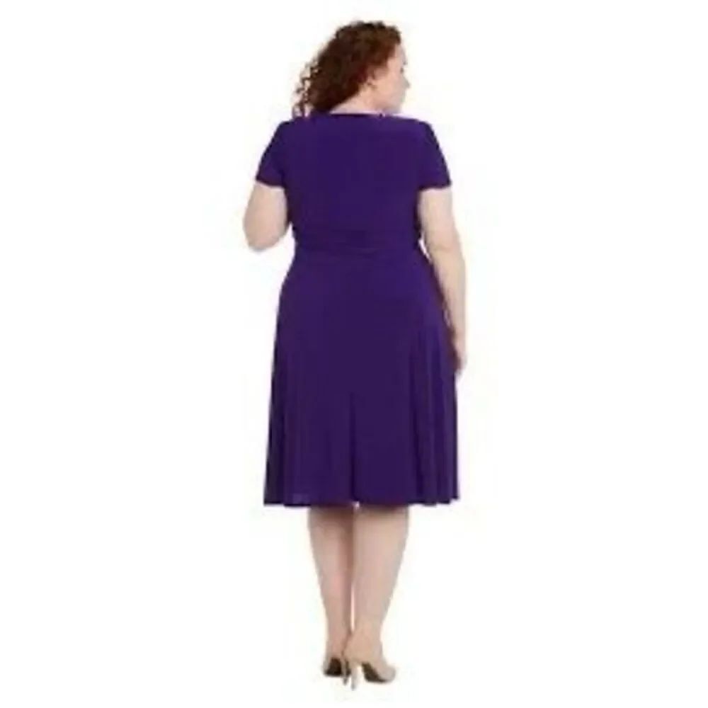 R&M Richards Women's 20W Faux Wrap Cocktail Dress Royal Purple Semi Formal Party - Picture 2 of 11